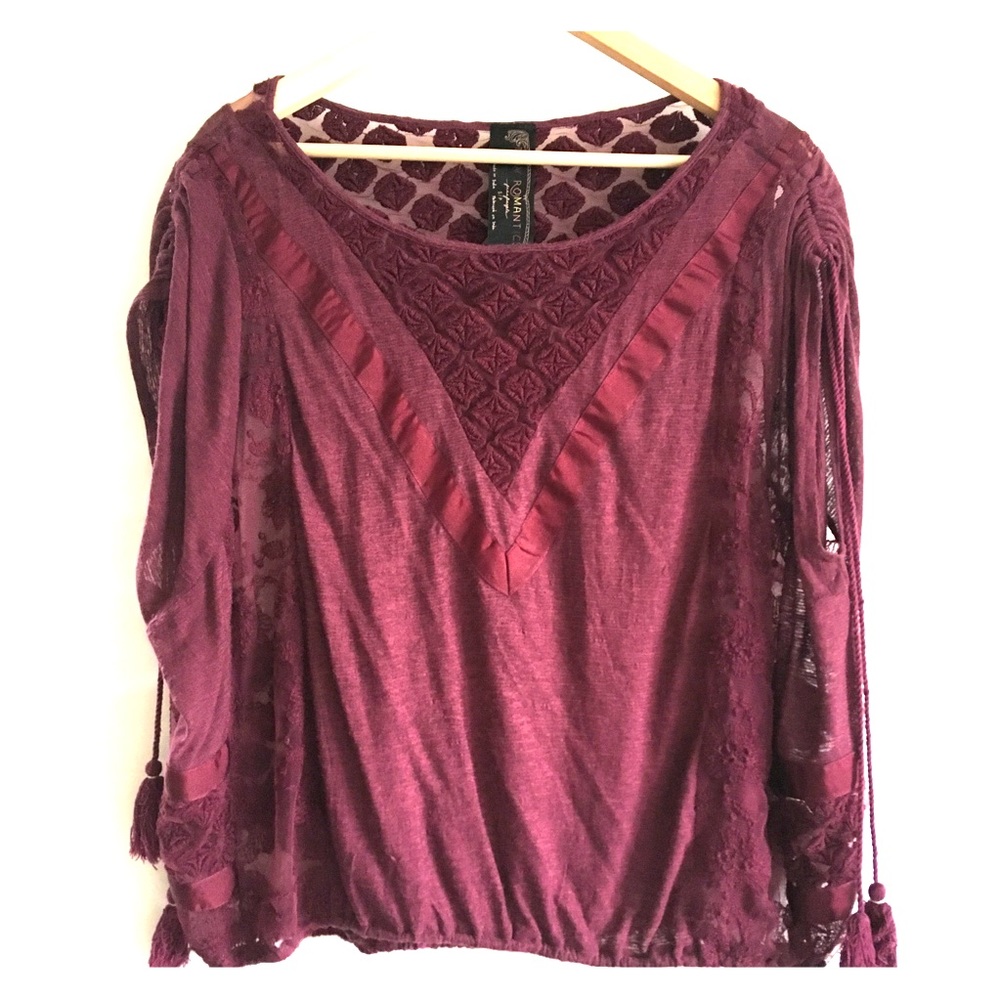 Free People Boho Burgundy Top
